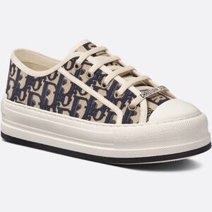 Dior Beige and Navy Oblique Canvas Low-Top Sneakers